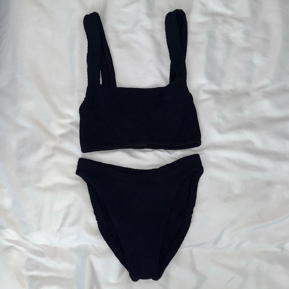 New Hunza G Xandra Square Neck Black Bikini Set New Classic Stretchy Harrods - Picture 6 of 7